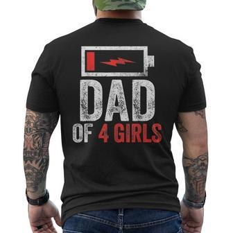 Dad Of 4 Girls Gift From Daughter Fathers Day Gift For Mens Mens Back Print T-shirt | Mazezy