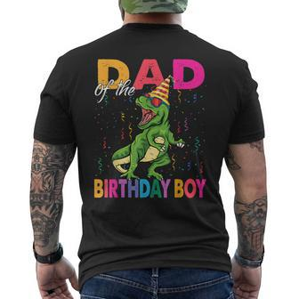 Dad Of The Birthday Boy T Rex Rawr Dinosaur Birthday Party Mens Back Print T-shirt | Mazezy