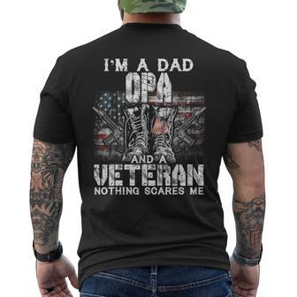 Mens Im A Dad Opa Veteran Nothing Scares Me Proud Men's T-shirt Back Print - Seseable