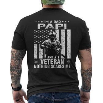Im A Dad Papi Veteran Nothing Scares Me Fathers Day Men's T-shirt Back Print - Seseable