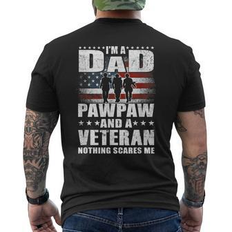I Am A Dad A Pawpaw And A Veteran T Fathers Day Men's Back Print T-shirt | Mazezy