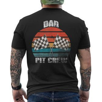 Dad Pit Crew Race Car Chekered Flag Vintage Racing Party Men's T-shirt Back Print - Seseable