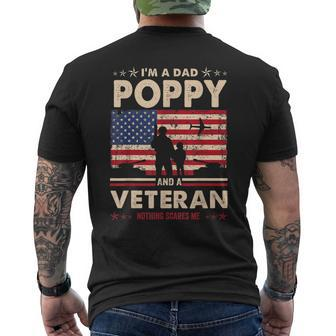 I Am A Dad Poppy Veteran Nothing Scares Me Papa Fathers Day Men's T-shirt Back Print - Seseable