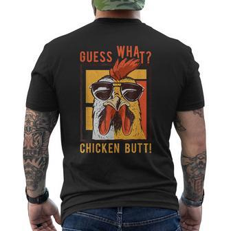 Dad Siblings Friends Humor Guess What Chicken Butt Men's Back Print T-shirt | Mazezy