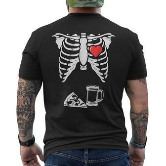 Dad Skeleton Halloween Beer Pizza Funny Pregnancy Couple Men Gift For Mens Mens Back Print T-shirt | Mazezy