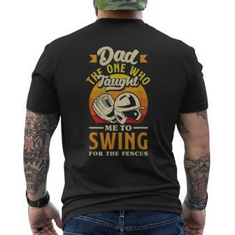 Dad Swing For The Fences Fathers Day Baseball Mens Back Print T-shirt | Mazezy