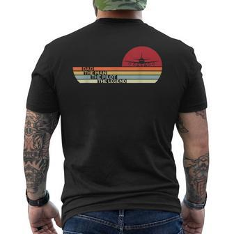 Dad The Man Pilot Legend Retro Vantage Style Fathers Day Mens Back Print T-shirt - Seseable