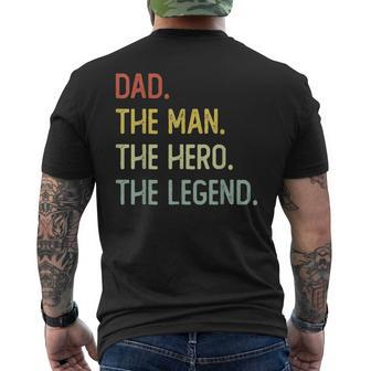 Dad The Man The Hero The Legend Mens Back Print T-shirt - Seseable