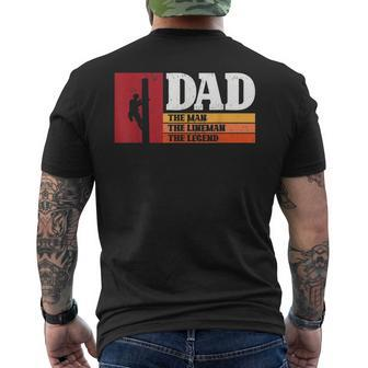Dad The Man The Lineman The Legend Electrician Mens Back Print T-shirt - Seseable