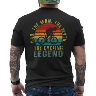 Dad The Man The Myth The Cycling Legend Funny Retro Mens Back Print T-shirt - Seseable