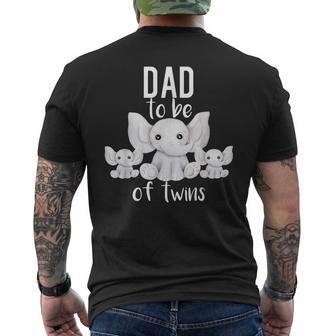 Dad To Be Of Twins Elephant Baby Shower Twin Dad Men's Back Print T-shirt | Mazezy