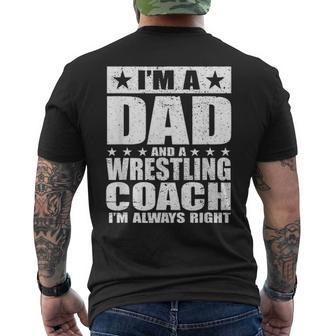Dad Wrestling Coach Coaches Fathers Day S Men's T-shirt Back Print - Seseable