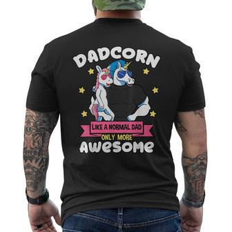 Dadcorn 1 Kid Fathers Day Dad Unicorn Daughter Girl Men's Crewneck Short Sleeve Back Print T-shirt