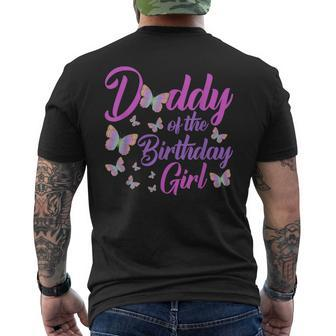 Daddy Of The Birthday Girl Butterfly Dad Father 1St Men's Back Print T-shirt | Mazezy