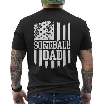 Daddy Fathers Day Proud Softball Dad American Flag Ball Dad Men's T-shirt Back Print - Thegiftio UK