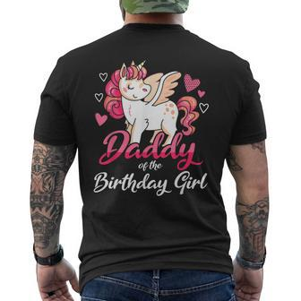 Daddy Of The Birthday Girl Father Gifts Unicorn Birthday Mens Back Print T-shirt | Mazezy