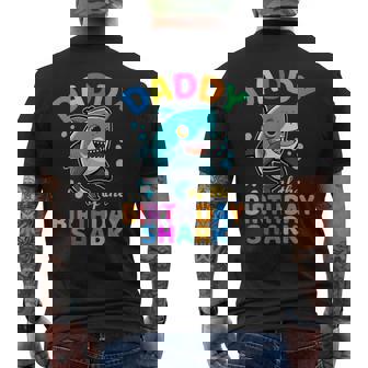 Daddy Of The Shark Birthday Dad Matching Family Bday Mens Back Print T-shirt | Mazezy
