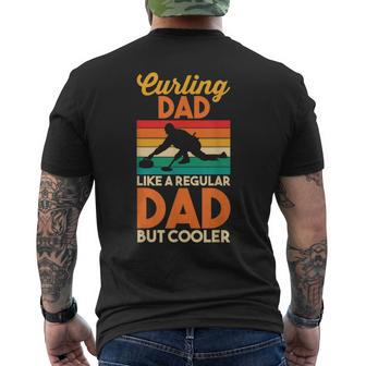 Dads Day | Retro Curling Dad Like A Regular Dad But Cooler Mens Back Print T-shirt | Mazezy