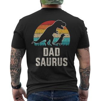 Mens Dadsaurus Dad Dinosaur Vintage For Fathers Day Men's T-shirt Back Print - Seseable