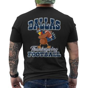 Dallas Thanksgiving Day Turkey Playing Texas Football Men's Back Print T-shirt | Mazezy