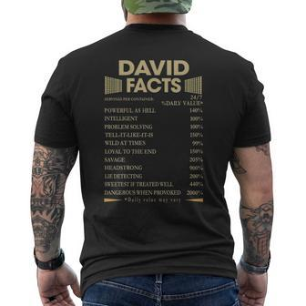 David Name Gift David Facts Mens Back Print T-shirt - Seseable