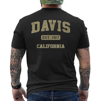 Davis California Ca Vintage State Athletic Style Men's T-shirt Back Print - Seseable