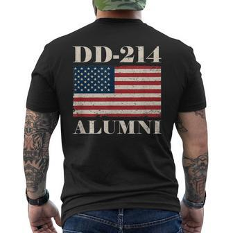 Dd-214 Alumni Military Veteran Vintage American Flag Men's T-shirt Back Print - Seseable