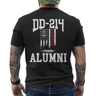 Dd 214 Alumni Us Military Veteran Navy Vintage Us Flag Mens Back Print T-shirt | Mazezy