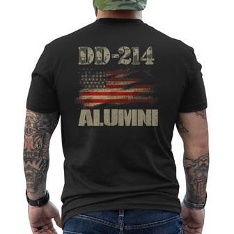 Dd214 Alumni Military Veteran Vintage American Flag Mens Back Print T-shirt | Mazezy