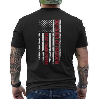 Mens Defender Of Freedom Coast Guard Veteran Us Flag - Veterans Men's T-shirt Back Print - Seseable