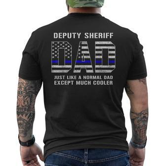 Deputy Sheriff Dad Much Cooler Fathers Day Thin Blue Line V2 Men's T-shirt Back Print - Seseable