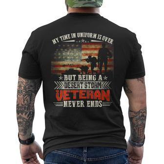 Being A Desert Storm Veteran Never End - Veteran Military Men's T-shirt Back Print - Seseable