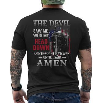 Devil Saw Me With My Head Thought Hed Won Until I Said Amen Men's Back Print T-shirt | Mazezy