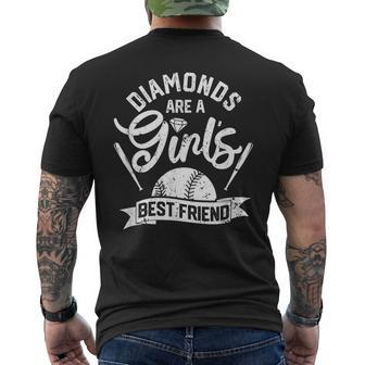 Diamonds Are A Girls Best Friend Softball Baseball Girl Love Men's Back Print T-shirt | Mazezy