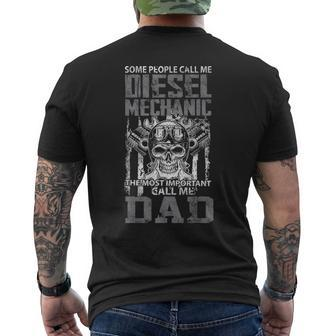 Diesel Mechanic Dad Fathers Day Daddy Men Dad Men's T-shirt Back Print - Seseable