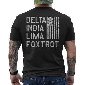 Dilf Delta India Lima Foxtrot Us Flag American Patriot Men's Back Print T-shirt | Mazezy AU