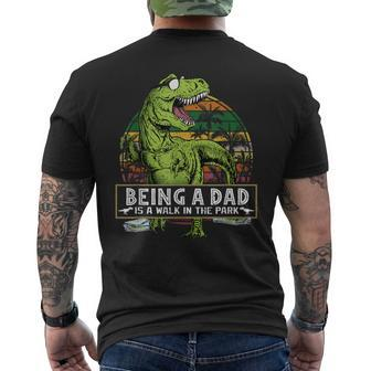 Dinosaur Being A Dad Is A Walk In The Park Funny Gift Gift For Mens Mens Back Print T-shirt | Mazezy