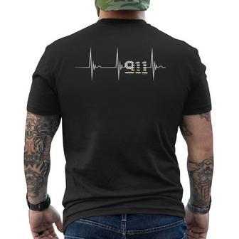 Dispatcher 911 Vintage Usa Flag Heartbeat Ekg Pulse Dispatch Men's Back Print T-shirt | Mazezy