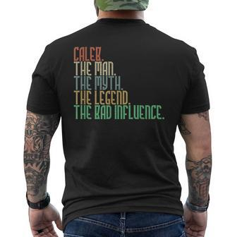 Distressed Caleb The Man Myth Legend And Bad Influence Mens Back Print T-shirt - Seseable