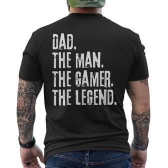 Distressed Dad The Man The Gamer The Legend Fathers Day Mens Back Print T-shirt - Seseable