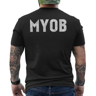 Distressed Myob Mind Your Own Business Men's T-shirt Back Print - Seseable