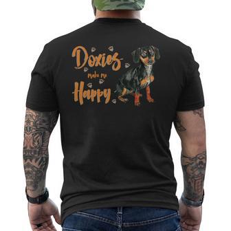 Dog Doxies Make Me Happy Especially For Doxie Owners Dog Lover Men's Crewneck Short Sleeve Back Print T-shirt - Monsterry