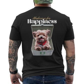 Dog Medicine For Happiness Puppy Pill Box Dogs Lover Men's Back Print T-shirt | Mazezy