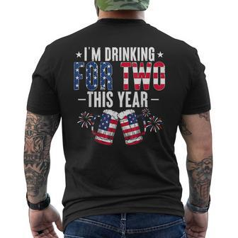 Im Drinking For Two Pregnancy 4Th Of July New Dad Men's T-shirt Back Print - Thegiftio UK
