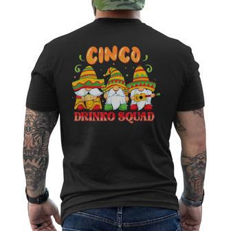 Drinko Squad Cinco De Mayo Mexican Gnomes Matching Group Men's Back Print T-shirt | Mazezy