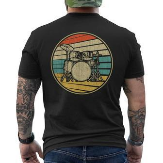 Drums Drummer Band Drumset Retro Vintage Drum Set 70S 80S Men's Back Print T-shirt | Mazezy