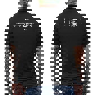 Drums Heartbeat For Drummers & Percussionists Drum Men's Back Print T-shirt | Mazezy