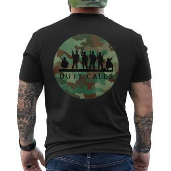 Duty Calls Cool Camouflage Soldier Figurines Men's T-shirt Back Print - Seseable