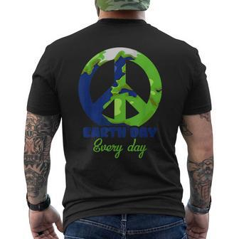 Earth Day Everyday Peace Sign Protect Our Planet Men's Back Print T-shirt | Mazezy