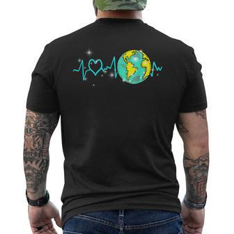 Earth Day Heartbeat Recycling Climate Change Activism Men's Back Print T-shirt | Mazezy